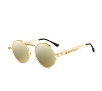 KTUCN Steampunk-Sonnenbrille aus Metall für Herren und Damen, modisch, runde Brille, Vintage-Sonnenbrille, UV400, C7, 153 mm