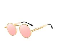 KTUCN Steampunk-Sonnenbrille aus Metall für Herren und Damen, modisch, runde Brille, Vintage-Sonnenbrille, UV400, C4, 153 mm