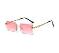 KTUCN Stilvolle randlose Sonnenbrille aus Metall, rahmenlose Street Shades, Sonnenbrille mit Farbverlaufsgläsern für Damen und