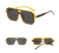 KTUCN Trendige Herren-Sonnenbrille, quadratisch, Cyberpunk-Stil, UV400-Schutz, gelb-schwarz