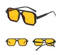 KTUCN Trendige Herren-Sonnenbrille, quadratisch, Cyberpunk-Stil, UV400-Schutz, gelb-schwarz