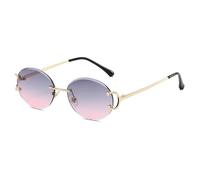 KTUCN Trendige Sonnenbrille für Damen, randlose Sommer-Sonnenbrille, ovale modische Gläser, rosa, Damen-Sonnenbrille
