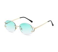 KTUCN Trendige Sonnenbrille für Damen, randlose Sommer-Sonnenbrille, ovale modische Gläser, rosa, Damen-Sonnenbrille