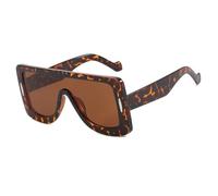 KTUCN Übergroße Punk-Sonnenbrille, einteilig, für Damen, trendige Sonnenbrille, große Rahmen, Leopardenmuster, 142 mm