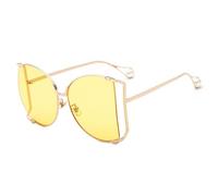 KTUCN Übergroße Sonnenbrille mit UV-Schutz, für Straßenaufnahmen, trendiges Perlendesign, Sonnenbrille, farbenfroh, für Reisen