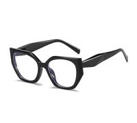 KTUCN Vintage Polygon Cat Eye Damenbrillengestell, modische klare Anti-Blaulicht-Gläser, Schwarz, BH01
