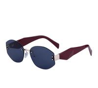 KTUCN Vintage randlose polygonale Damen-Sonnenbrille, Punk-Sonnenbrille für Herren, Outdoor-Reisebrille, UV400,