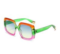 KTUCN Vintage-Sonnenbrille für Damen, farbenfroh, modischer Farbverlauf, UV400, Punk-Stil, orange, grün, lila,