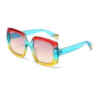 KTUCN Vintage-Sonnenbrille für Damen, farbenfroh, modischer Farbverlauf, UV400, Punk-Stil, Rot, Blau, Gelb, BH0