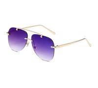 KTUCN Vintage-Sonnenbrille für Herren, randlos, Farbverlauf, oval, Metall, schwarz