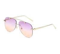 KTUCN Vintage-Sonnenbrille für Herren, randlos, Farbverlauf, oval, Metall, schwarz