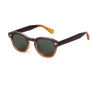 KTUCN Vintage-Sonnenbrille mit Muschelmuster, rund, Damen und Herren, Retro-Nieten, gelb-blaue Gläser, quadratisch, G