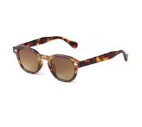 KTUCN Vintage-Sonnenbrille mit Muschelmuster, rund, Damen und Herren, Retro-Nieten, gelb-blaue Gläser, quadratisch, G