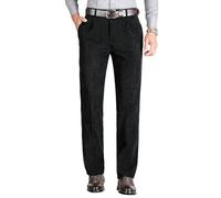 KTWOLEN Herren Cord Hose Freizeithose Klassischer Passform Cordhosen Stretch Leicht Hose Reißverschluss Büro Hose mit 4 Taschen, Schwarz, 34