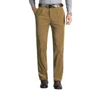 KTWOLEN Herren Cord Hose Freizeithose Klassischer Passform Cordhosen Stretch Leicht Hose Reißverschluss Büro Hose mit 4 Taschen, Khaki, 32