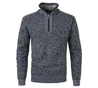 KTWOLEN Herren Pullover Fleece Gefüttert Langarm Strickpullover mit Stehkragen Winterpullover Fleecepullover Feinstrick Sweat Sweatshirt Pullover mit Reißverschluss, Dunkelgrau, XL