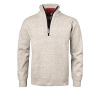 KTWOLEN Herren Pullover Fleece Gefüttert Langarm Strickpullover mit Stehkragen Winterpullover Fleecepullover Feinstrick Sweat Sweatshirt Pullover mit Reißverschluss, Beige, XXL