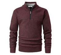 KTWOLEN Herren Pullover Fleece Gefüttert Langarm Strickpullover mit Stehkragen Winterpullover Fleecepullover Feinstrick Sweat Sweatshirt Pullover mit Reißverschluss