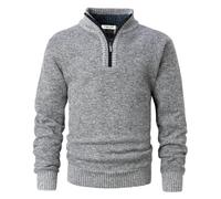 KTWOLEN Herren Pullover Fleece Gefüttert Langarm Strickpullover mit Stehkragen Winterpullover Fleecepullover Feinstrick Sweat Sweatshirt Pullover mit Reißverschluss
