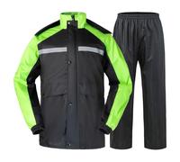 KTWOLEN Herren Regenanzug Wasserdichter Reflektierender Regenmantel mit Hose 2 Stück Regenbekleidung Outdoor Winddicht Regenjacke mit Kapuze, Grün, L