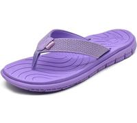 KuaiLu Flip Flops Damen Stoff Badelatschen Sandalen Zehentrenner Rutschfest | Weich Leder Zehentrenner Frauen Bade Bequeme Breite Füße Yoga Gummi Fußbett Sommer Strand Zehensandalen Drinnen Draußen