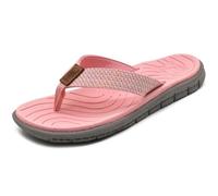 KuaiLu Flip Flops Damen Stoff Badelatschen Sandalen Zehentrenner Rutschfest | Weich Leder Zehentrenner Frauen Bade Bequeme Breite Füße Yoga Gummi Fußbett Sommer Strand Zehensandalen Drinnen Draußen