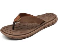 KuaiLu Flip Flops Damen Weich Leder Stoff Zehentrenner Frauen Bade Sandalen Bequeme Breite Füße Badelatschen Yoga Gummi Fußbett Sommer Strand Zehensandalen rutschfest Drinnen Draußen Alles Braun 41