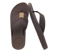KuaiLu Flip Flops Herren Gummi Zehentrenner Männer Bade Sandalen Bequeme Breite Füße Badelatschen Rutschfest Yoga Gummi Fußbett Sommer Strand Zehensandalen Drinnen Draußen Braun 43