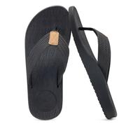 KuaiLu Flip Flops Herren Gummi Zehentrenner Männer Bade Sandalen Bequeme Breite Füße Badelatschen Rutschfest Yoga Gummi Fußbett Sommer Strand Zehensandalen Drinnen Draußen Schwarz 46