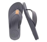 KuaiLu Flip Flops Herren Gummi Zehentrenner Männer Bade Sandalen Bequeme Breite Füße Badelatschen Rutschfest Yoga Gummi Fußbett Sommer Strand Zehensandalen Drinnen Draußen Grau 45