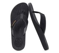 KuaiLu Flip Flops Herren Leder Zehentrenner Männer Bade Sandalen Bequeme Breite Füße Badelatschen Rutschfest Yoga Gummi Fußbett Sommer Strand Zehensandalen Drinnen Draußen