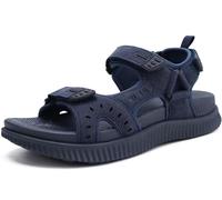 KuaiLu Herren Leder Wandersandalen Bequeme Orthopädische Recovery Trekkingsandalen Outdoor Sommer Casual Strand Dickes Kissen Sportsandalen, 46 Marine Blau