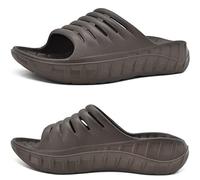 KuaiLu Recovery Sandalen Herren Bequeme Plantarfasziitis Schlappen Orthopädische Offene Zehen Männer Sport Latschen Leicht Badelatschen Badeschlappen Sommer Strand Badesandalen Braun EU43