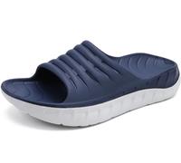 KuaiLu Recovery Sandalen Herren Bequeme Plantarfasziitis Schlappen Orthopädische Offene Zehen Männer Sport Latschen Leicht Badelatschen Badeschlappen Sommer Strand Badesandalen Blau Weiß EU42