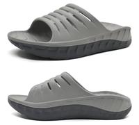 KuaiLu Recovery Sandalen Herren Bequeme Plantarfasziitis Schlappen Orthopädische Offene Zehen Männer Sport Latschen Leicht Badelatschen Badeschlappen Sommer Strand Badesandalen Licht Grau EU43