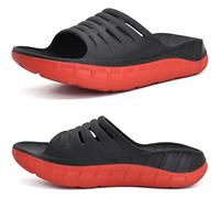 KuaiLu Recovery Sandalen Herren Bequeme Plantarfasziitis Schlappen Orthopädische Offene Zehen Männer Sport Latschen Leicht Badelatschen Badeschlappen Sommer Strand Badesandalen Rot Schwarz EU41