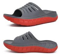 KuaiLu Recovery Sandalen Herren Bequeme Plantarfasziitis Schlappen Orthopädische Offene Zehen Männer Sport Latschen Leicht Badelatschen Badeschlappen Sommer Strand Badesandalen GrauRot EU41