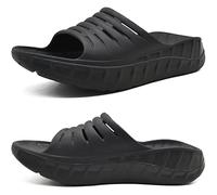 KuaiLu Recovery Sandalen Herren Bequeme Plantarfasziitis Schlappen Orthopädische Offene Zehen Männer Sport Latschen Leicht Badelatschen Badeschlappen Sommer Strand Badesandalen Schwarz EU41