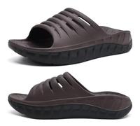 KuaiLu Recovery Sandalen Herren Bequeme Plantarfasziitis Schlappen Orthopädische Offene Zehen Männer Sport Latschen Leicht Badelatschen Badeschlappen Sommer Strand Badesandalen SchwarzBraun EU45