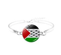 KUAIYIJU Lederarmbänder mit Palästina-Flagge, mehrlagig, gewebt, Perlenarmband für Männer und Frauen, Armband, Schmuck, Mode-Accessoires