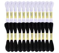 KUBDPQOR Premium-Stickgarn für Stickereien, Knüpfgarn, Kreuzstich und Anchor Stickgarn - 24er Pack (12 Schwarz + 12 Weiß)