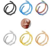 Kucheed 20G Chirurgenstahl Doppel Spiral Twist Nasenring Reifen für Damen Herren, Doppelter Nasenring für Knorpel Helix Ohrringe Nase Piercing Schmuck