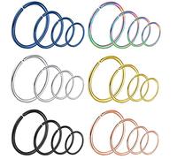 Kucheed 24 Stück Nasenring Hoop, 20G Chirurgenstahl Nasenringe Hoop Septum Ring,Knorpel Helix Daith Ohrringe Hoop Lippen Nasenloch Nase Piercing Schmuck für Frauen Männer,Größe 6mm 8mm 10mm 12mm