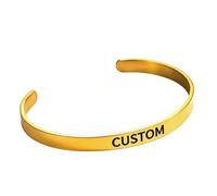 Kucheed Personalisierbares Edelstahl Armband, Gravierbares offenes Armreif mit beliebigem Text, inspirierendes Schmuckgeschenk zum Geburtstag Jahrestag (Gold)