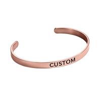Kucheed Personalisierbares Edelstahl Armband, Gravierbares offenes Armreif mit beliebigem Text, inspirierendes Schmuckgeschenk zum Geburtstag Jahrestag (Roségold)