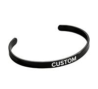 Kucheed Personalisierbares Edelstahl Armband, Gravierbares offenes Armreif mit beliebigem Text, inspirierendes Schmuckgeschenk zum Geburtstag Jahrestag (Schwarz)