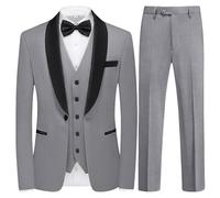 KUDMOL 3-teilig Herrenanzug mit Schalrevers Slim Fit Sakko Weste und Hose