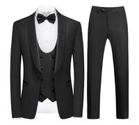 KUDMOL Anzug Herren 4 Teilig Smoking Slim Fit Sakko Weste Hose mit Fliege | Klassischer taillierter Business-Anzug für Büro, Hochzeit, Abschlussball, Feier, Festlichkeiten und Alltag