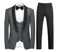 KUDMOL Anzug Herren 4 Teilig Smoking Slim Fit Sakko Weste Hose mit Fliege | Klassischer taillierter Business-Anzug für Büro, Hochzeit, Abschlussball, Feier, Festlichkeiten und Alltag