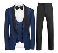 KUDMOL Anzug Herren 4 Teilig Smoking Slim Fit Sakko Weste Hose mit Fliege | Klassischer taillierter Business-Anzug für Büro, Hochzeit, Abschlussball, Feier, Festlichkeiten und Alltag